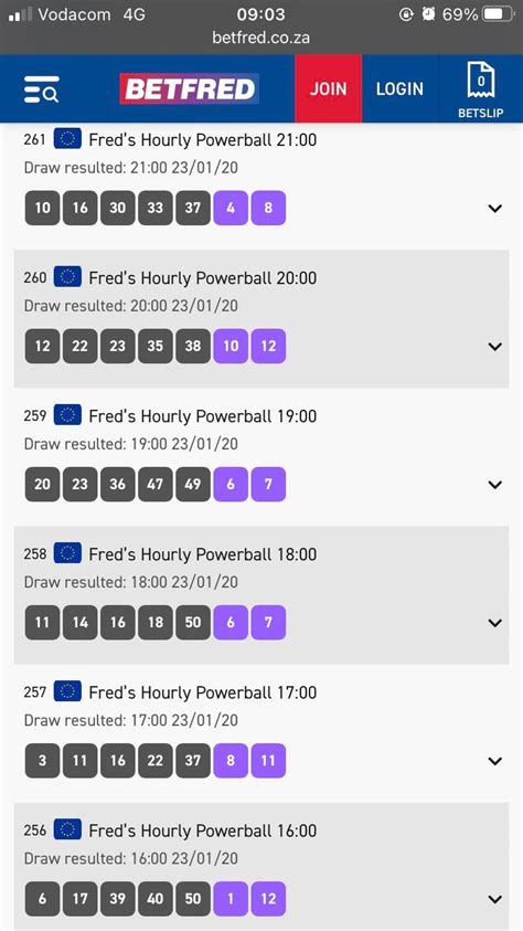 fred's hourly powerball history results